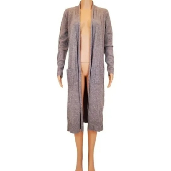 Magaschoni 100% Cashmere Grey Long Sleeve Cardigan Duster - Picture 3 of 9